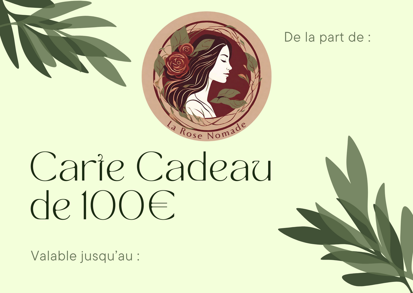 Carte cadeaux La Rose Nomade – Bijoux Artisanaux en Pierres Naturelles