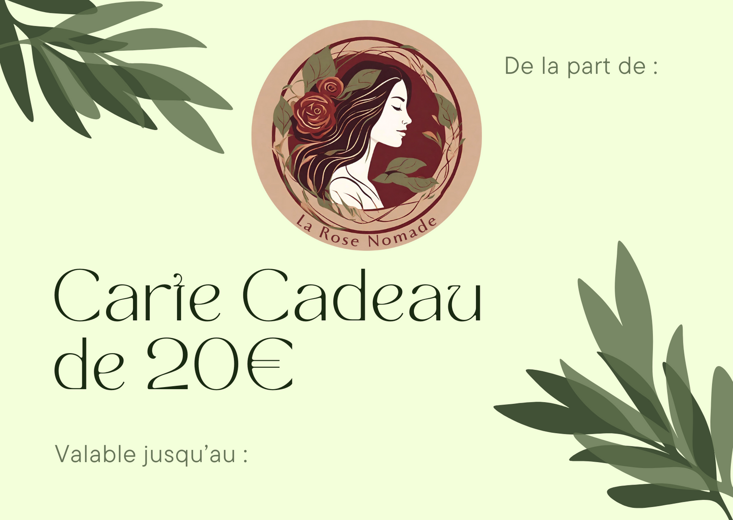 Carte cadeaux La Rose Nomade – Bijoux Artisanaux en Pierres Naturelles