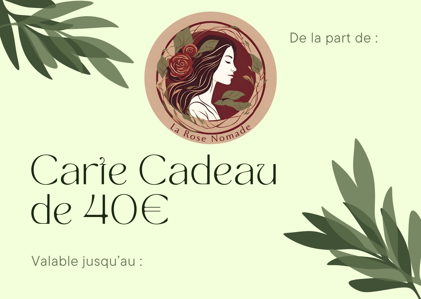 Carte cadeaux La Rose Nomade – Bijoux Artisanaux en Pierres Naturelles