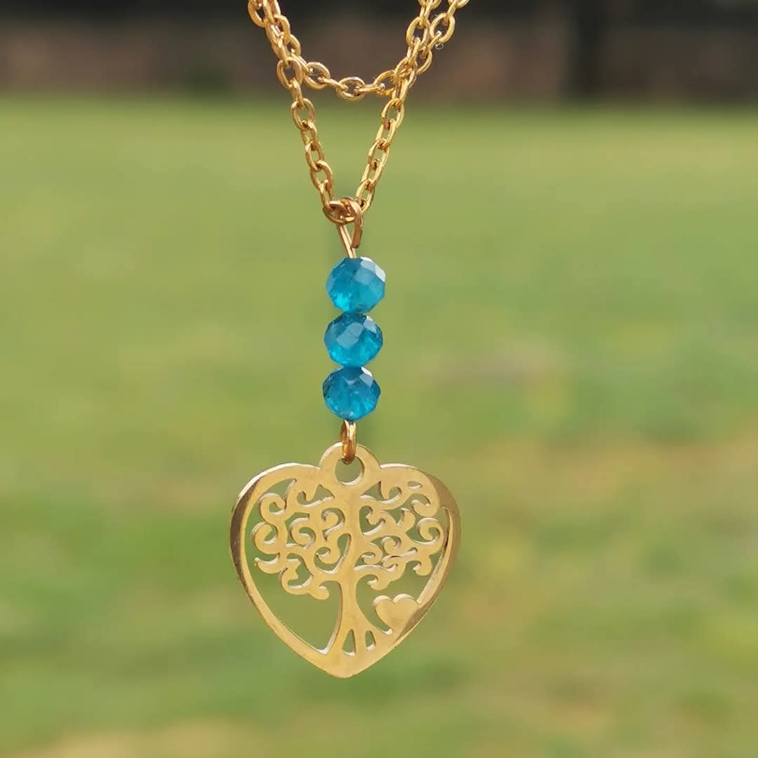 Collier Cœur Arbre de Vie - Pierre naturelle