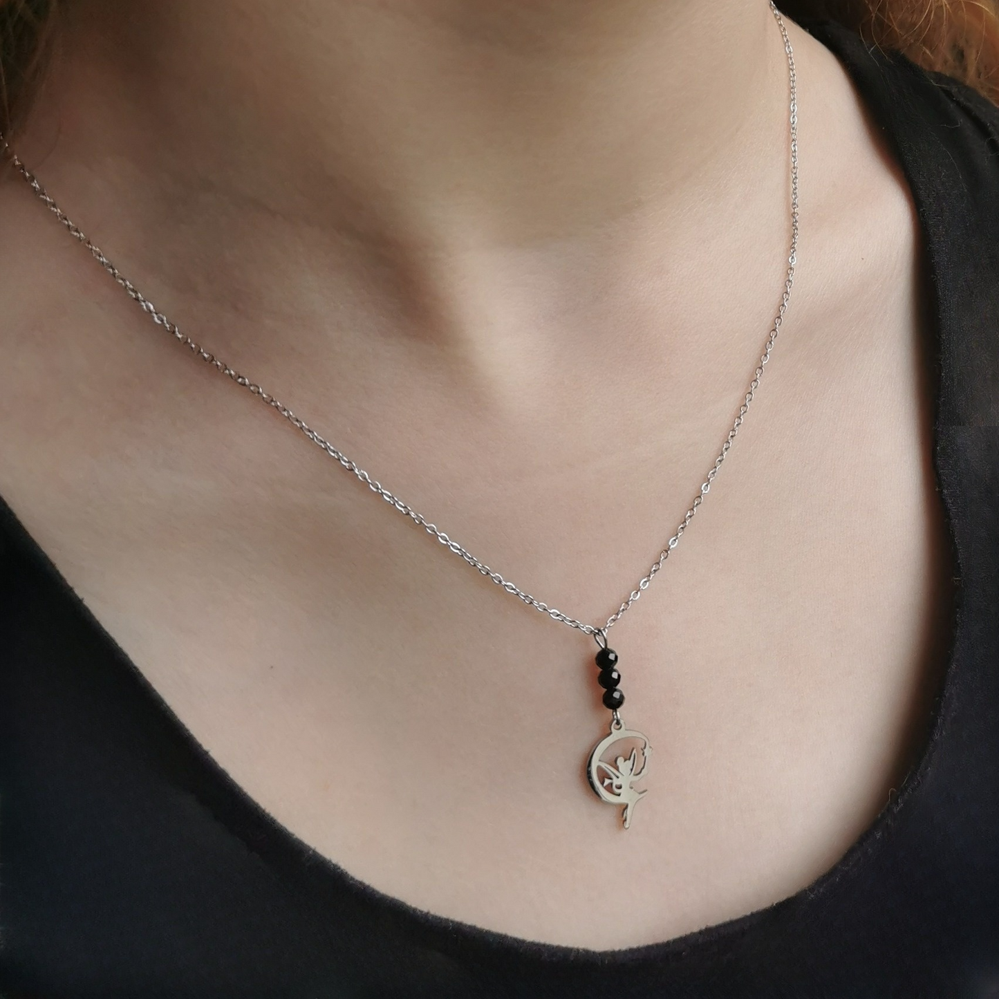 Collier Lune Enchantée - Spinelle Noire
