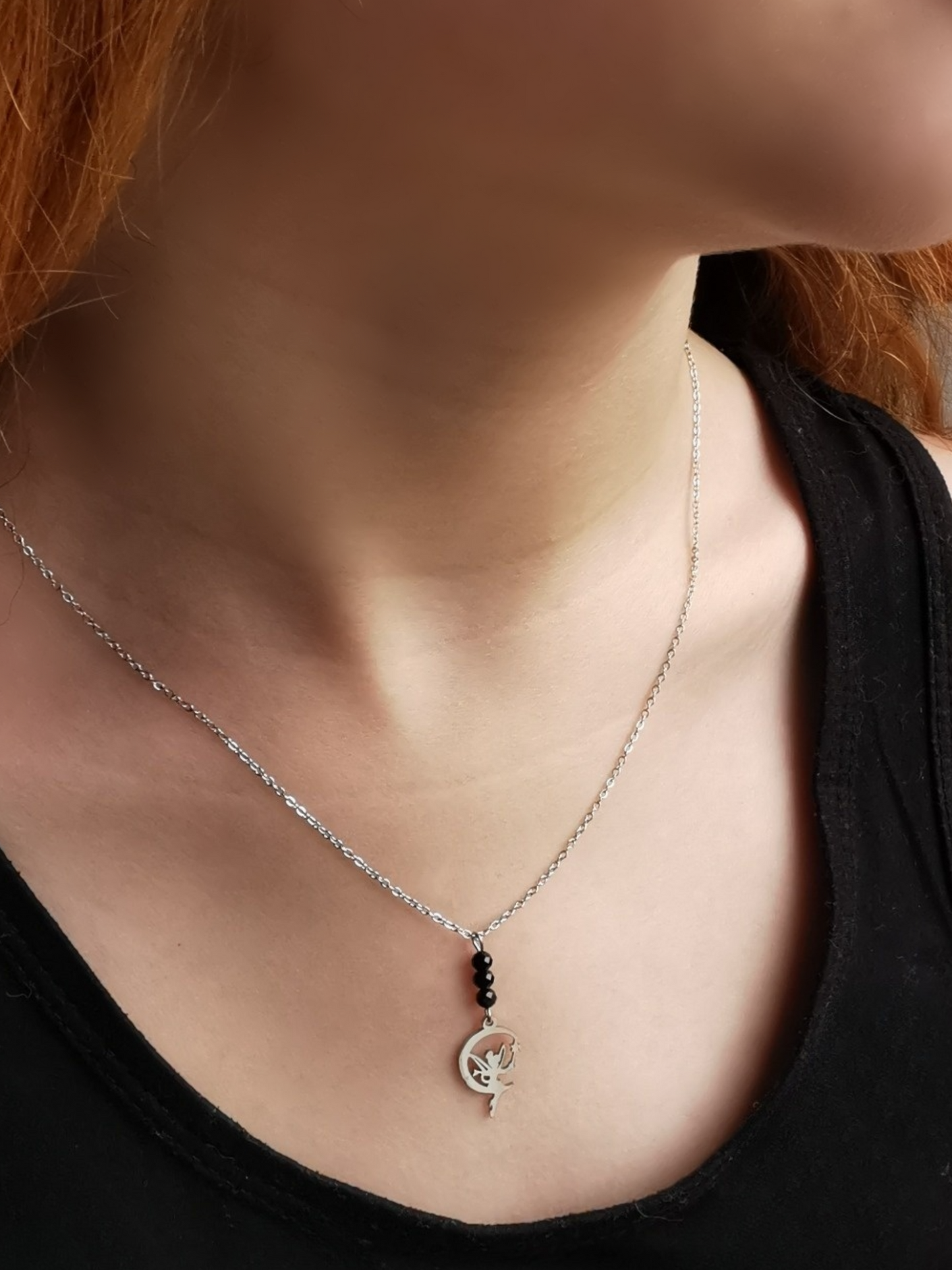 Collier Lune Enchantée - Spinelle Noire