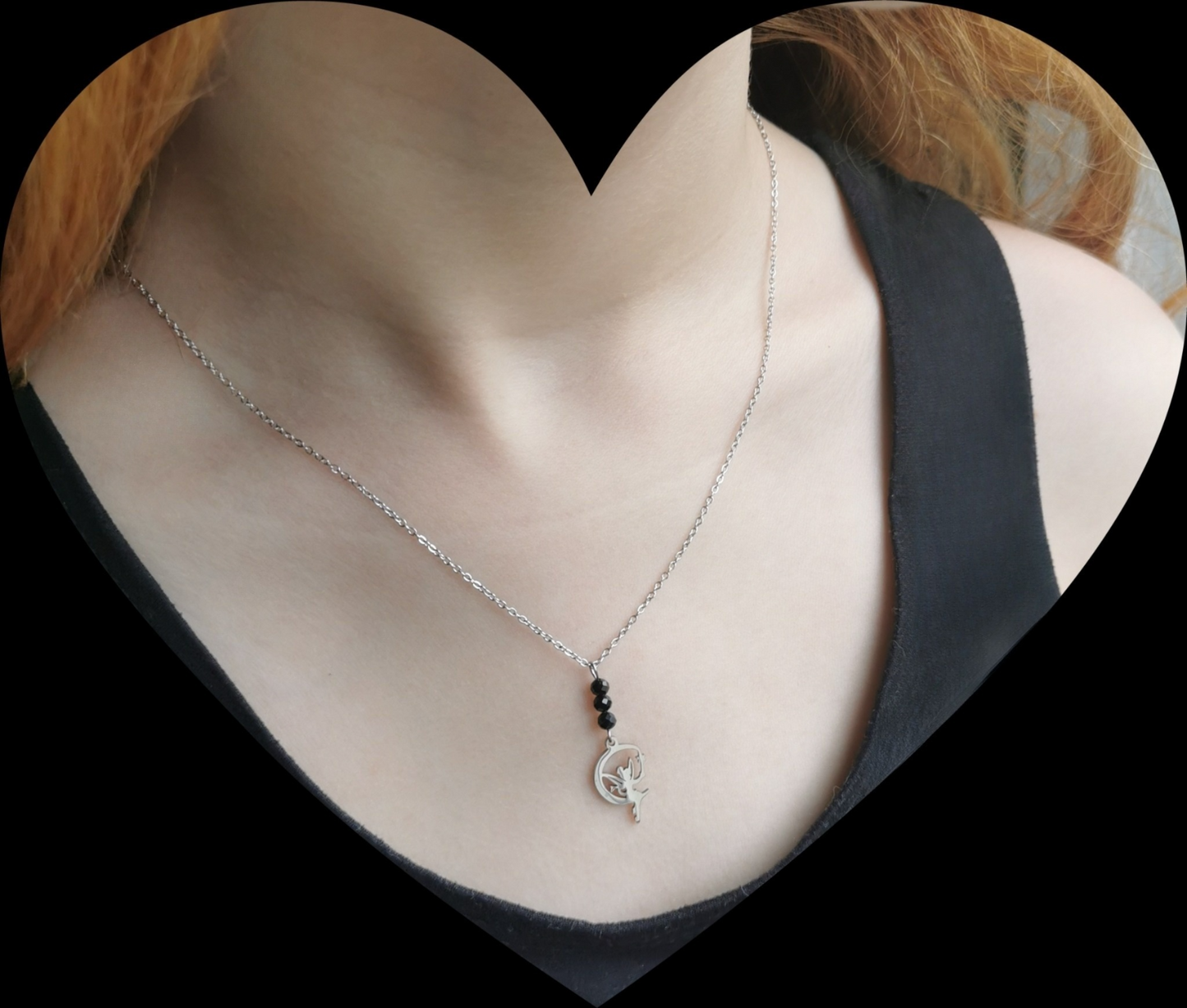 Collier Lune Enchantée - Spinelle Noire