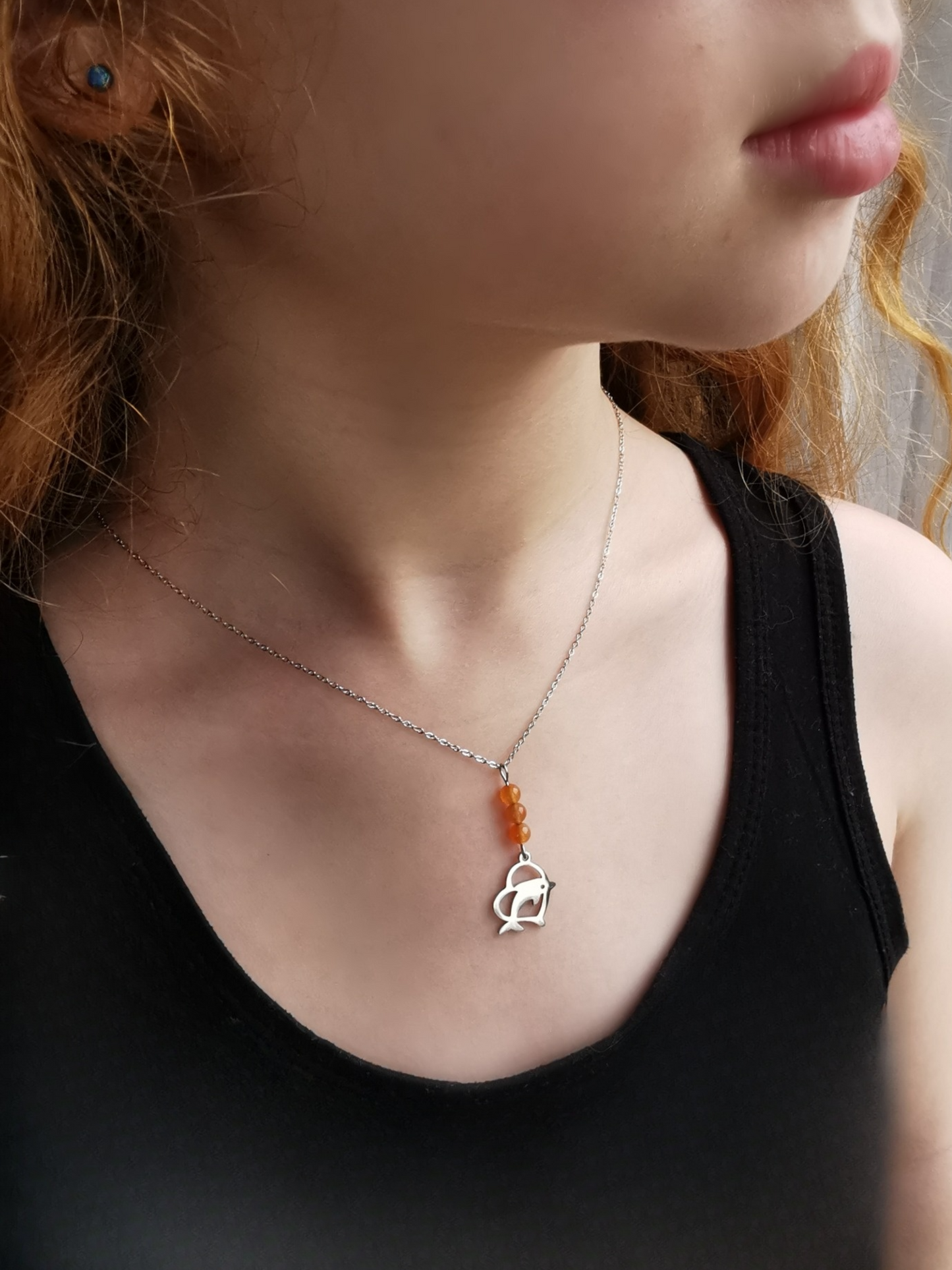 Collier Dauphin – Aventurine orange