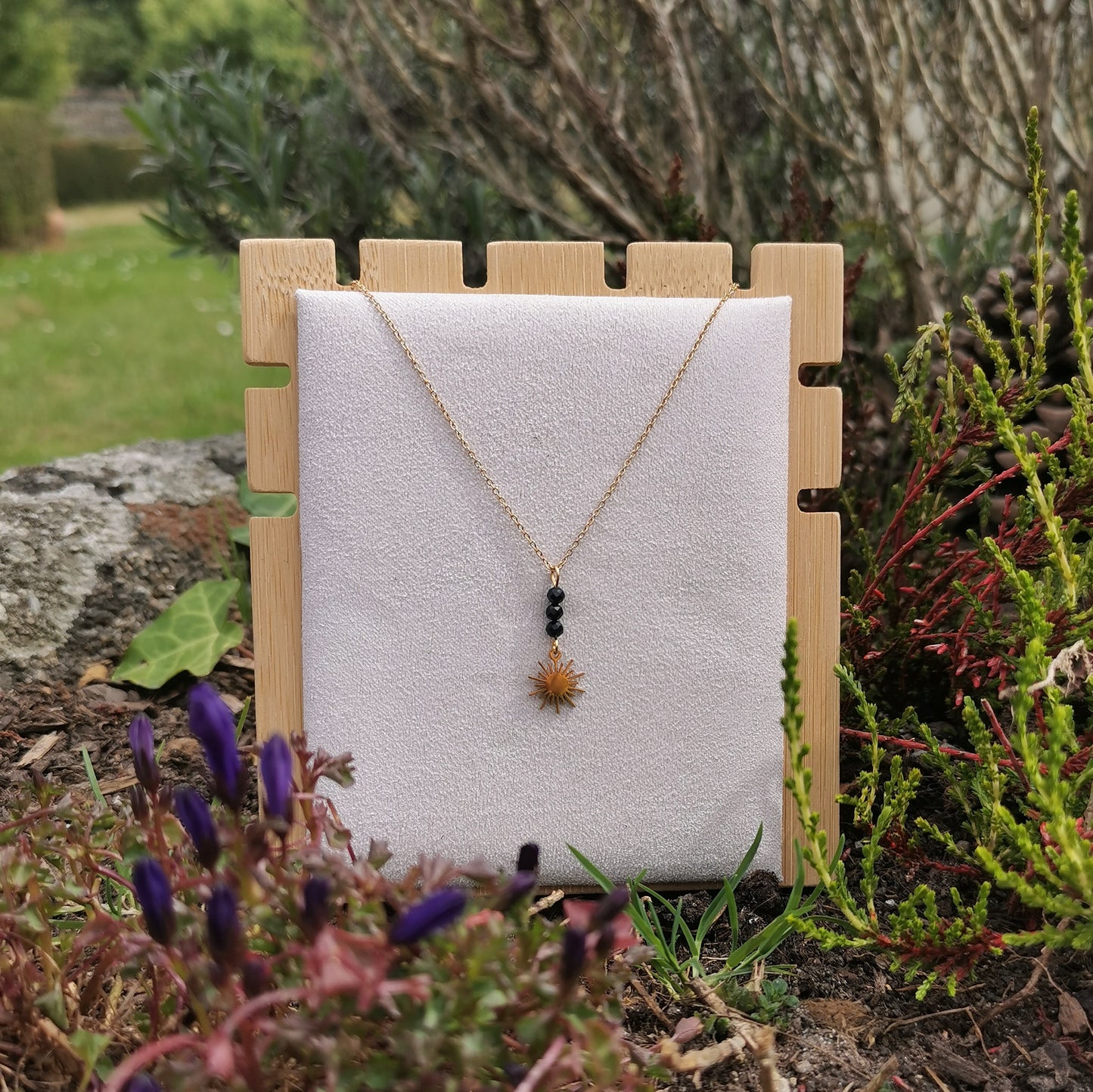 Parure Soleil Éternel - Pierre naturelle & Acier doré