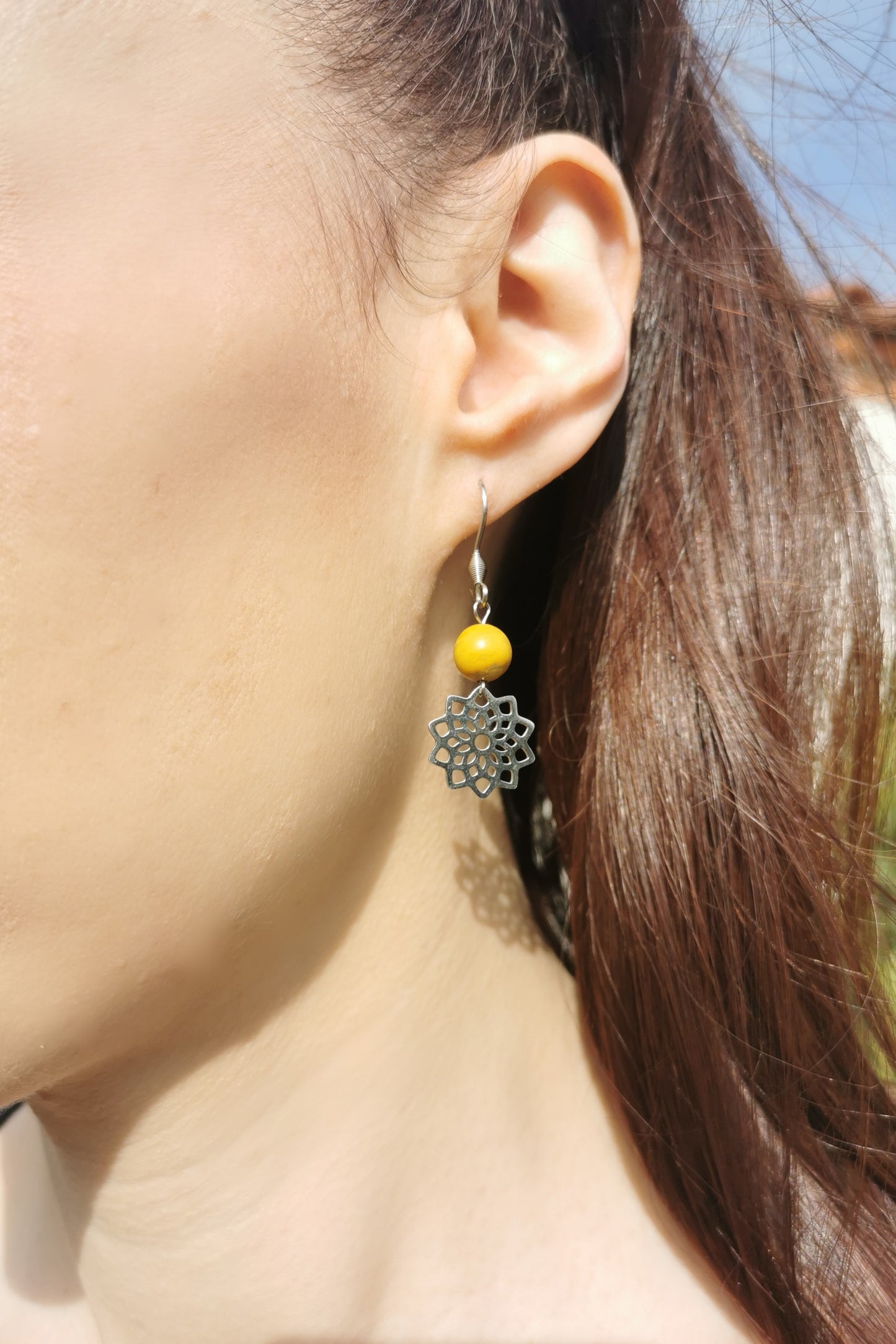 Boucles d'oreilles Fleur de Vie – Pierre naturelle