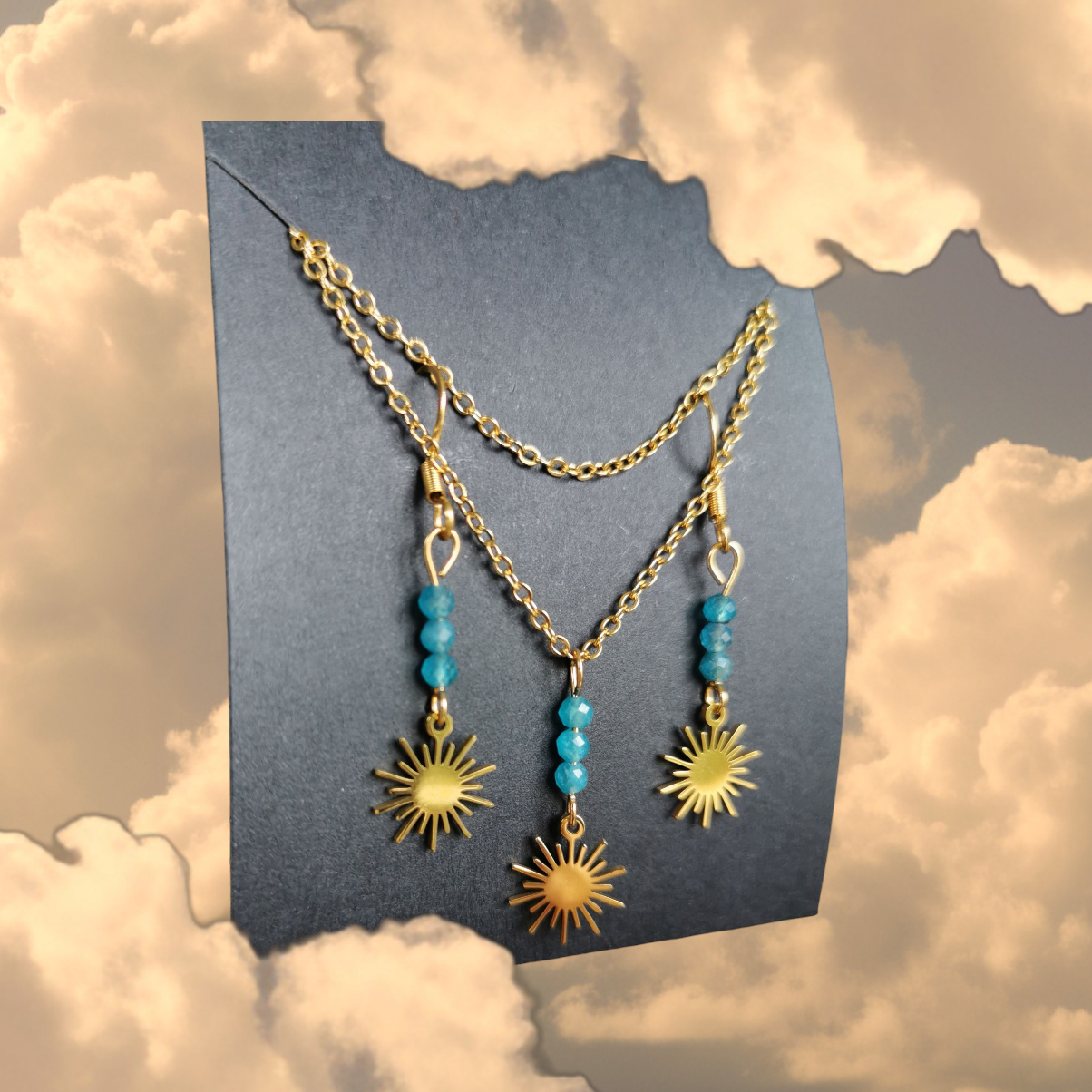 Parure Soleil Éternel - Pierre naturelle & Acier doré