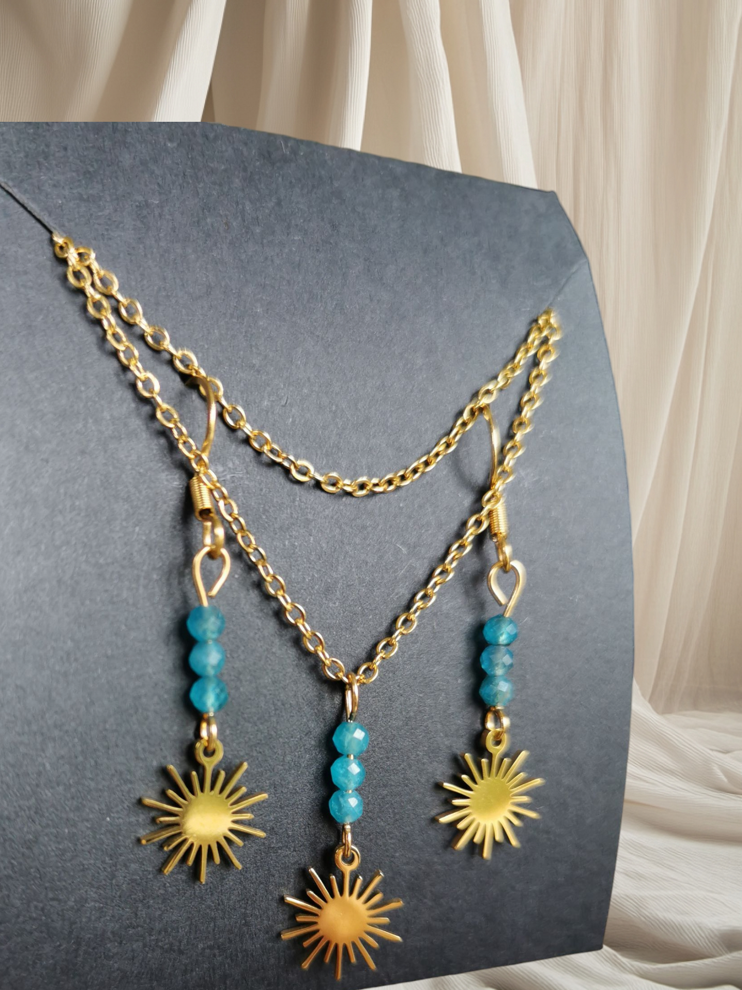 Parure Soleil Éternel - Pierre naturelle & Acier doré