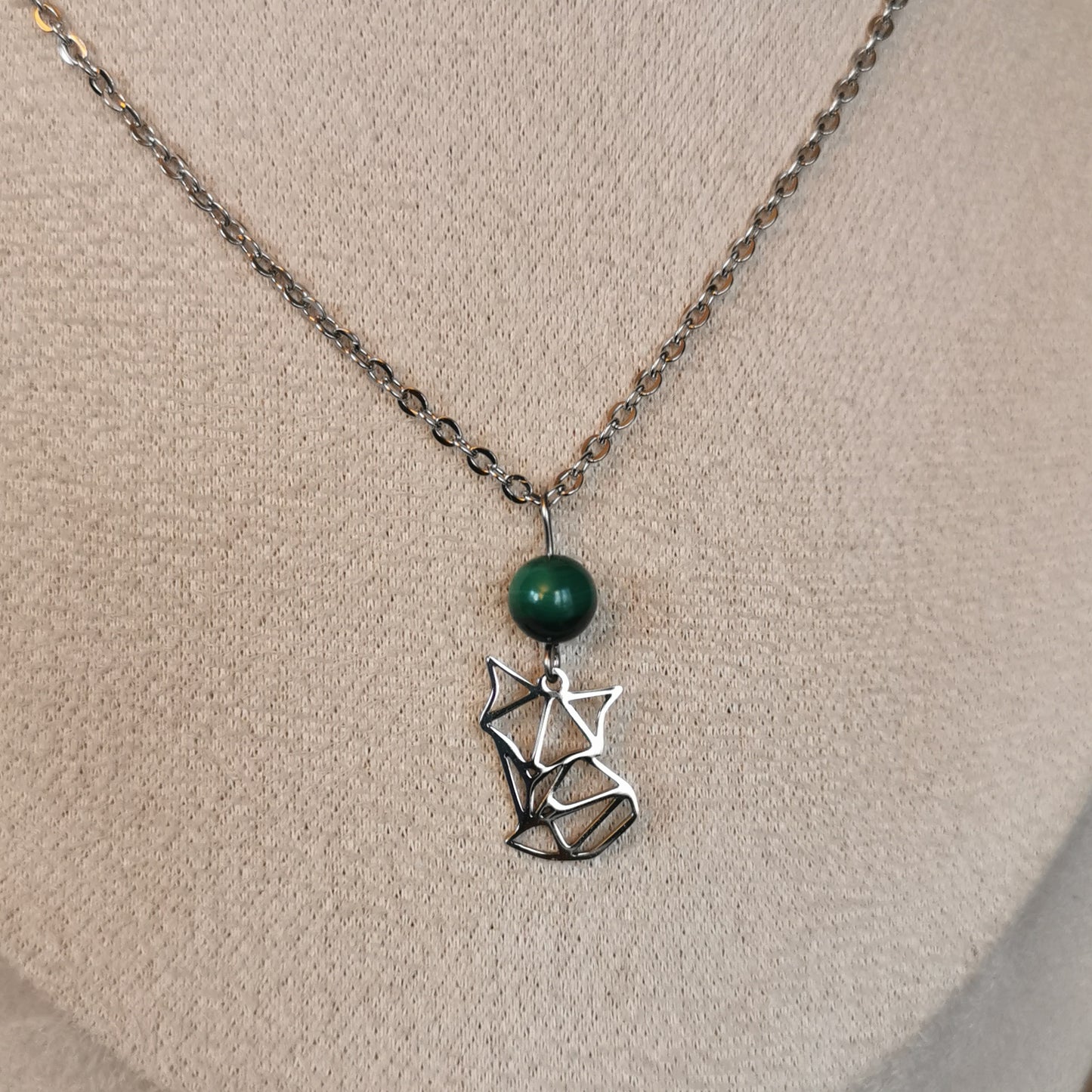 Collier Renard Origami - Malachite