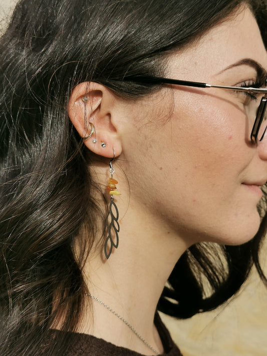 Boucles d'oreilles Blé d'Or en ambre