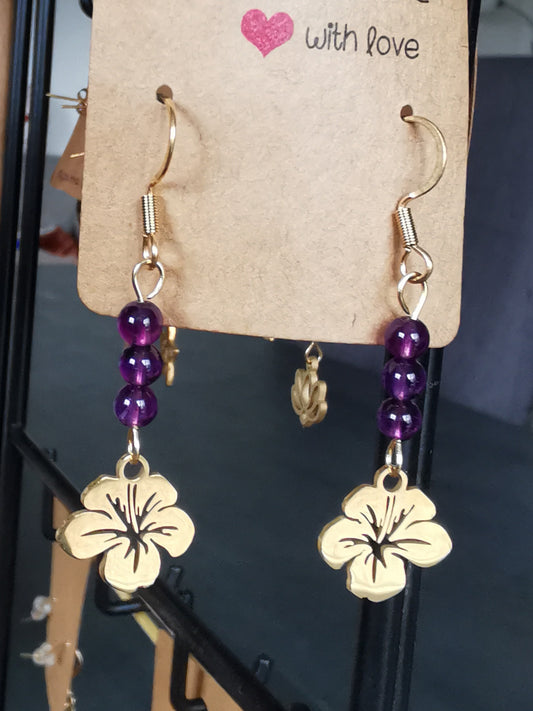 Boucles d'oreilles Tahiti en pierres naturelles