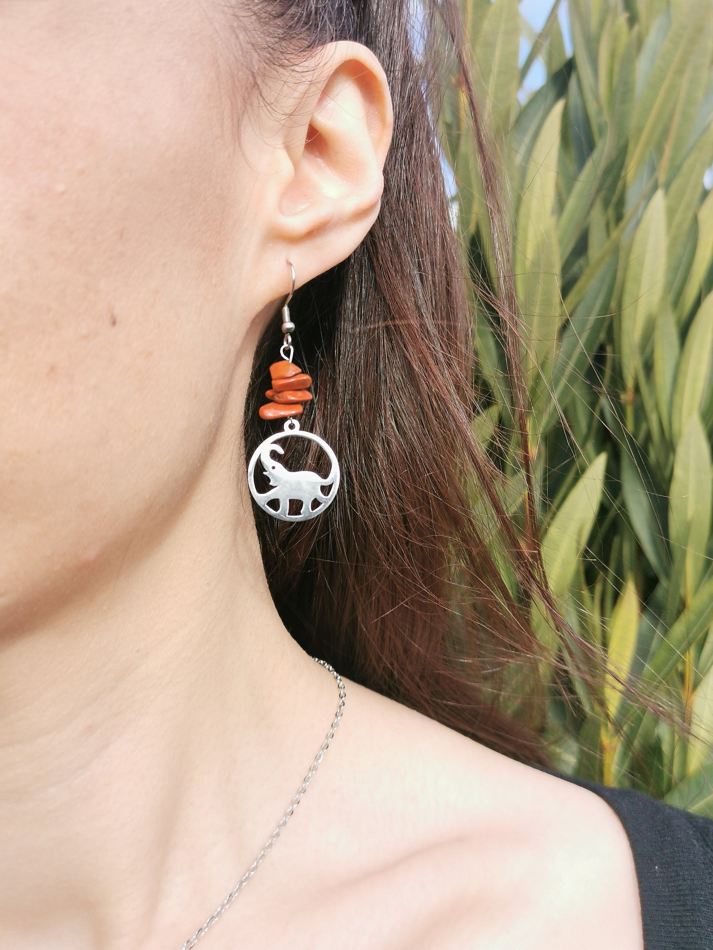 Parure Savane Éléphant - Jaspe rouge