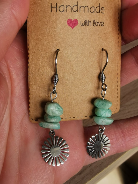 Boucles d'oreilles Fleur en pierres naturelles