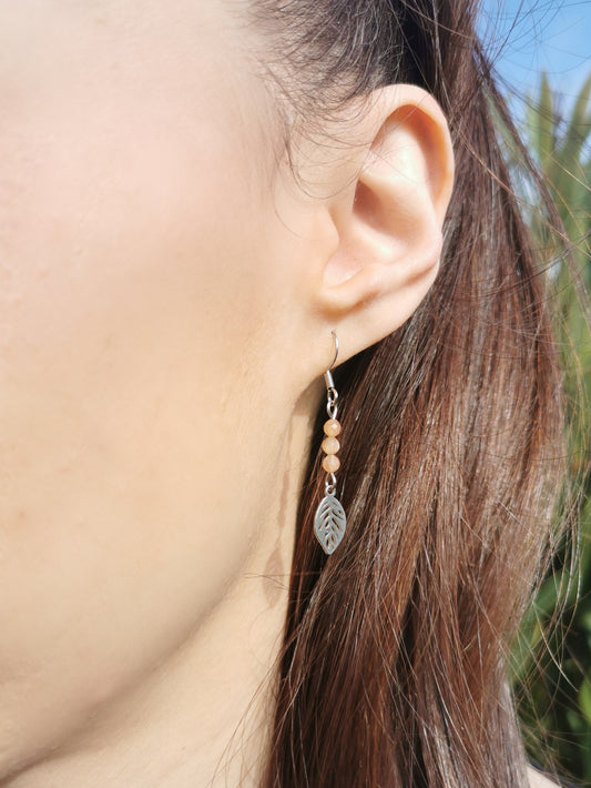 Boucles d'oreilles Feuilles en pierres naturelles