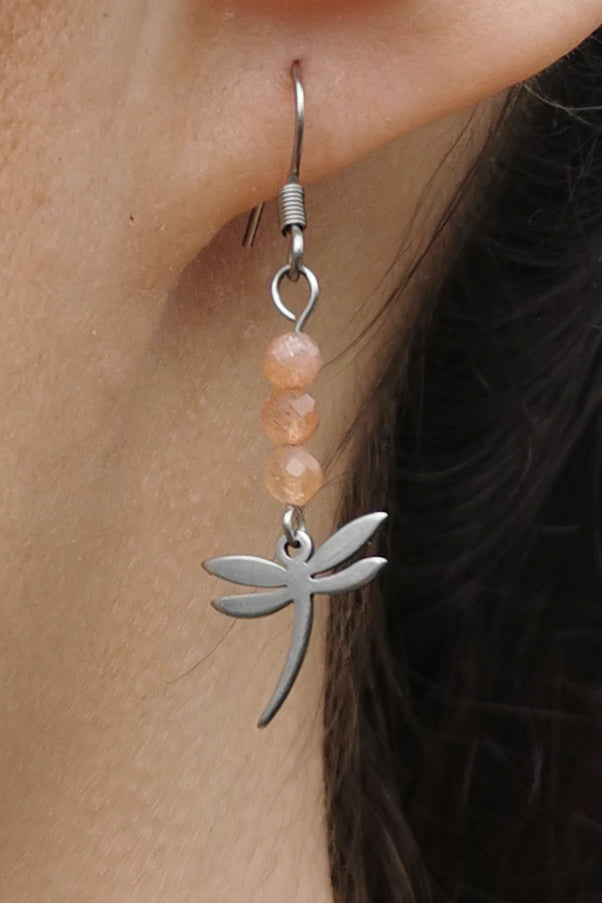 Boucles d'oreilles Libellule - Pierre de Soleil