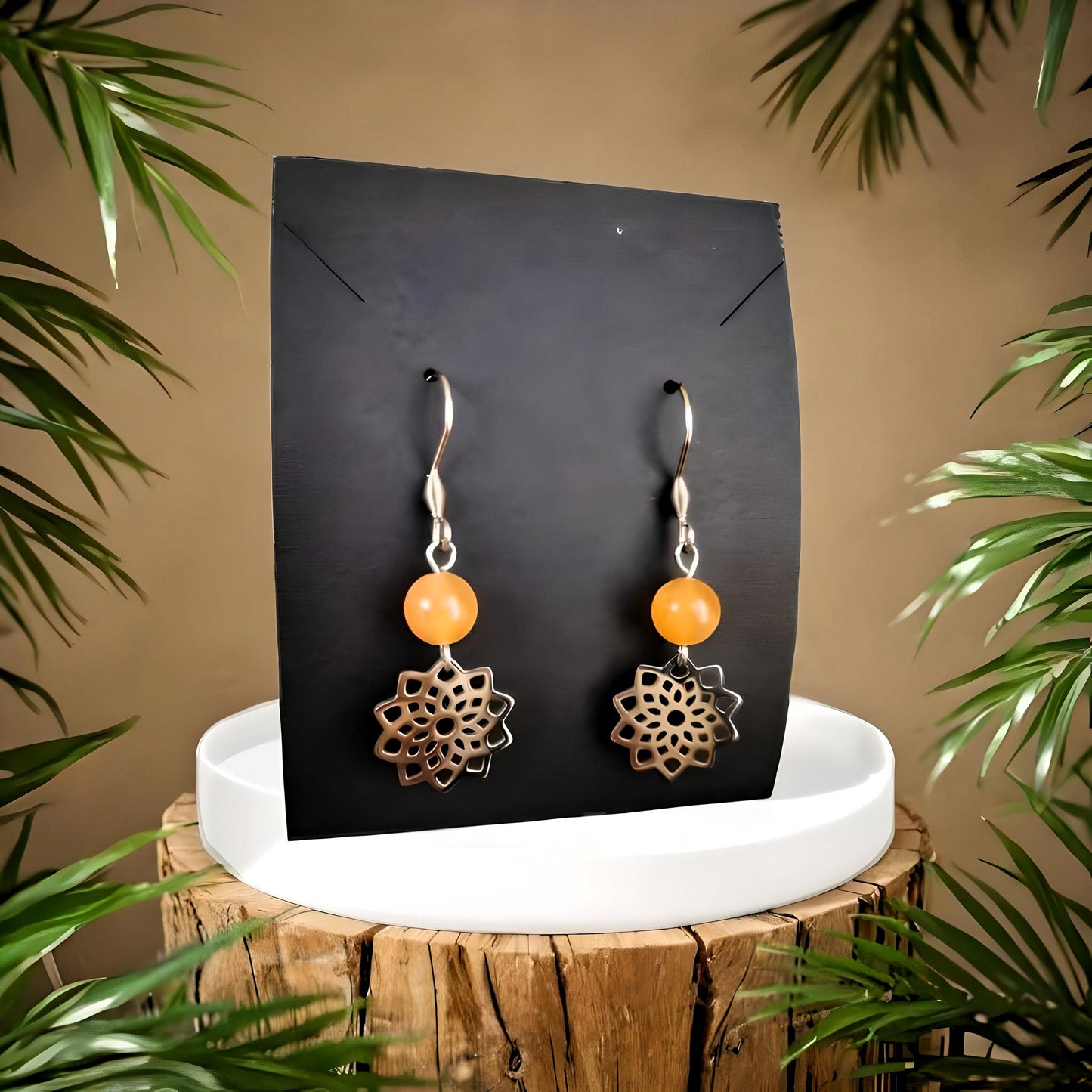 Boucles d'oreilles Fleur de Vie – Pierre naturelle