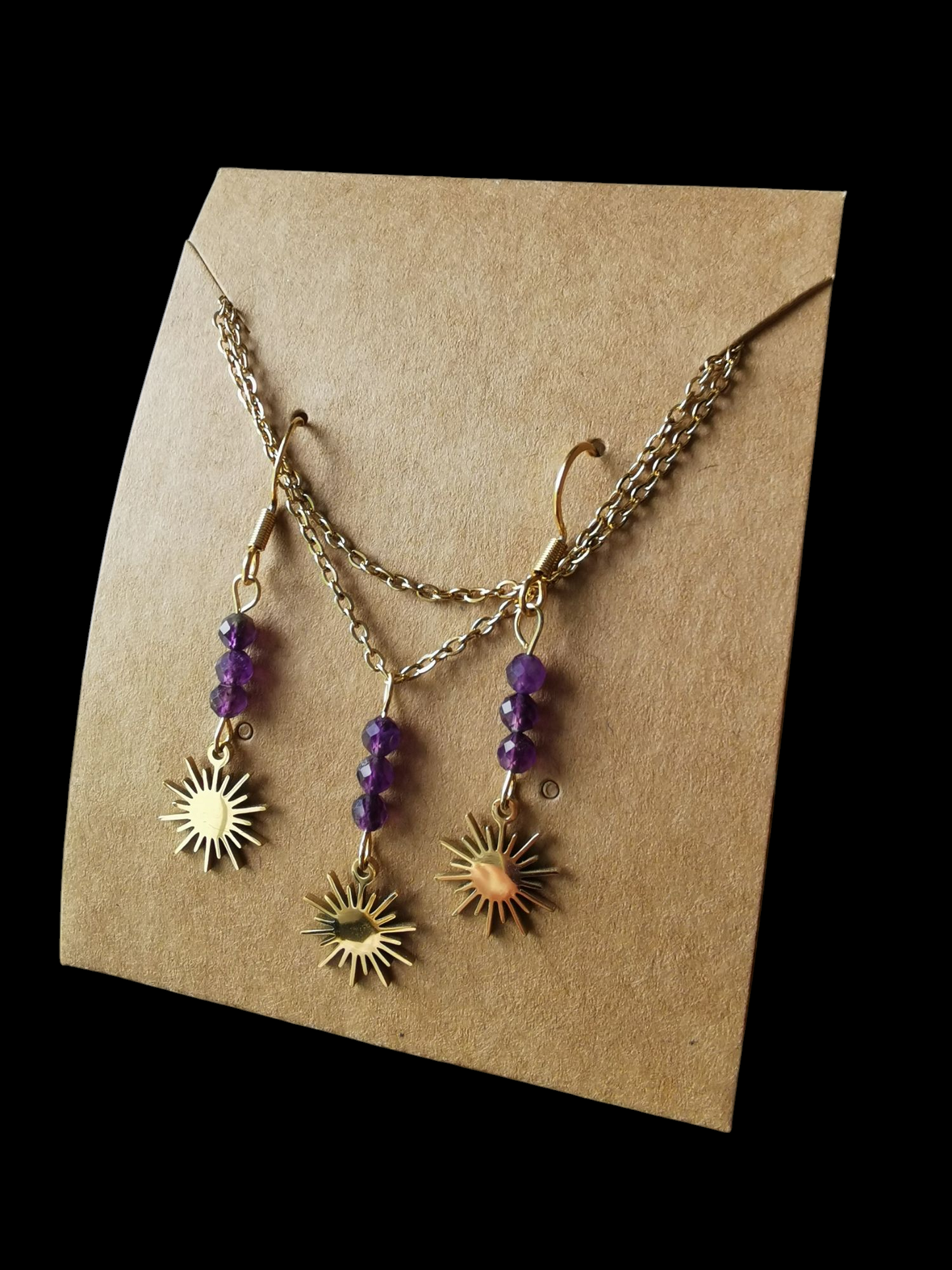 Parure Soleil Éternel - Pierre naturelle & Acier doré