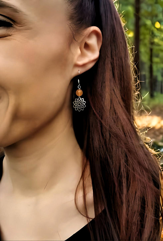 Boucles d'oreilles Fleur de Vie en pierre naturelles