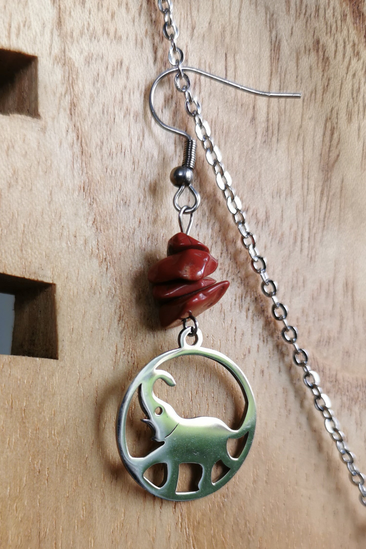 Parure Savane Éléphant - Jaspe rouge