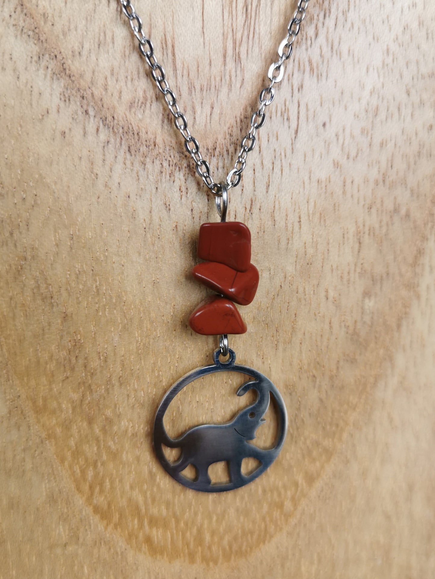 Parure Savane Éléphant - Jaspe rouge