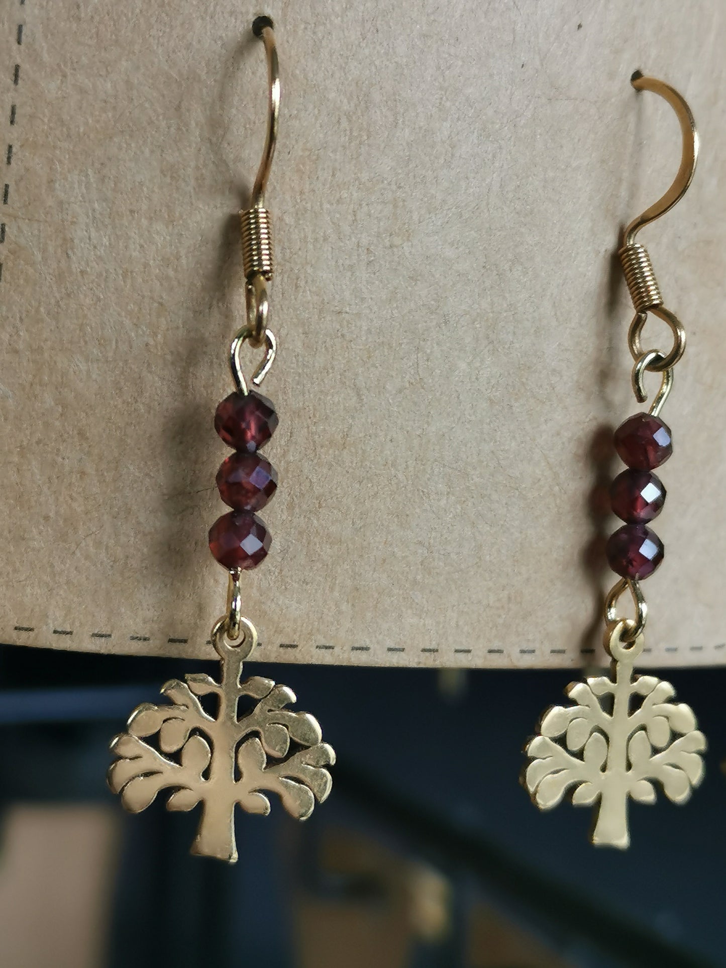 Boucles d'oreilles Arbre de Vie en pierres naturelles