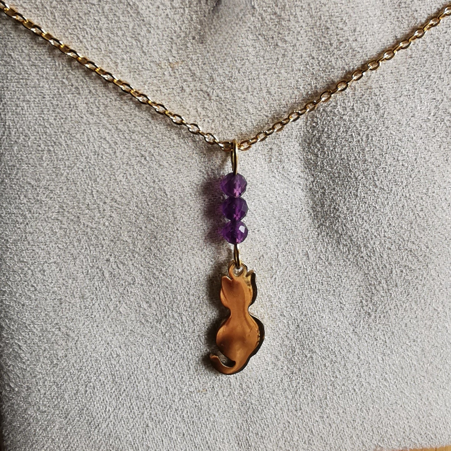 Collier Chat en améthyste