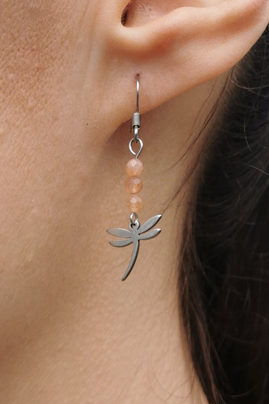 Boucles d'oreilles Libellule - Pierre de Soleil