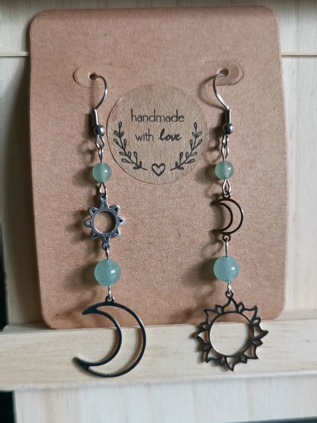 Boucles d'oreilles Astraea Soleil & Lune - pierres naturelles