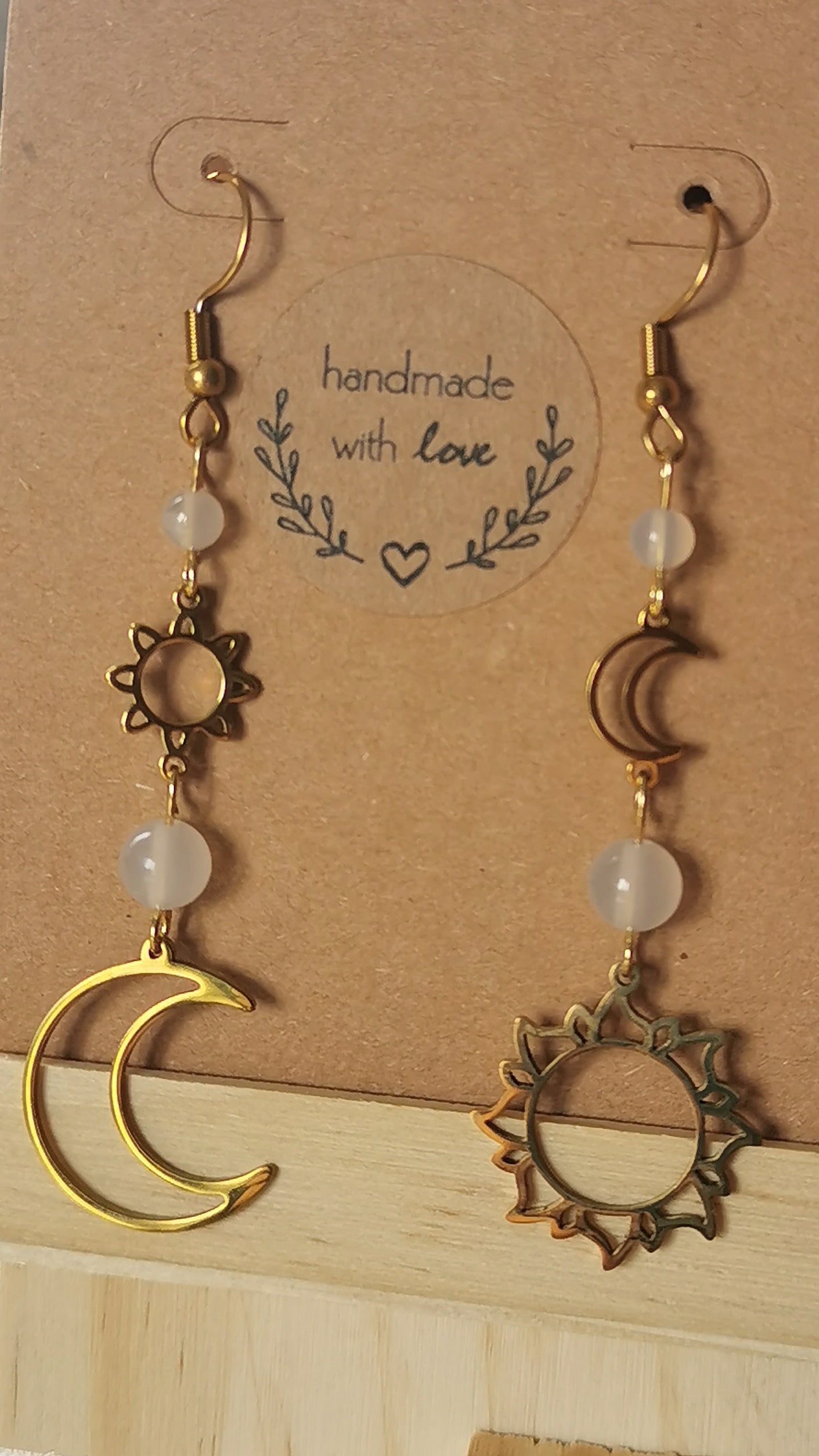 Boucles d'oreilles Astraea Soleil & Lune - pierres naturelles