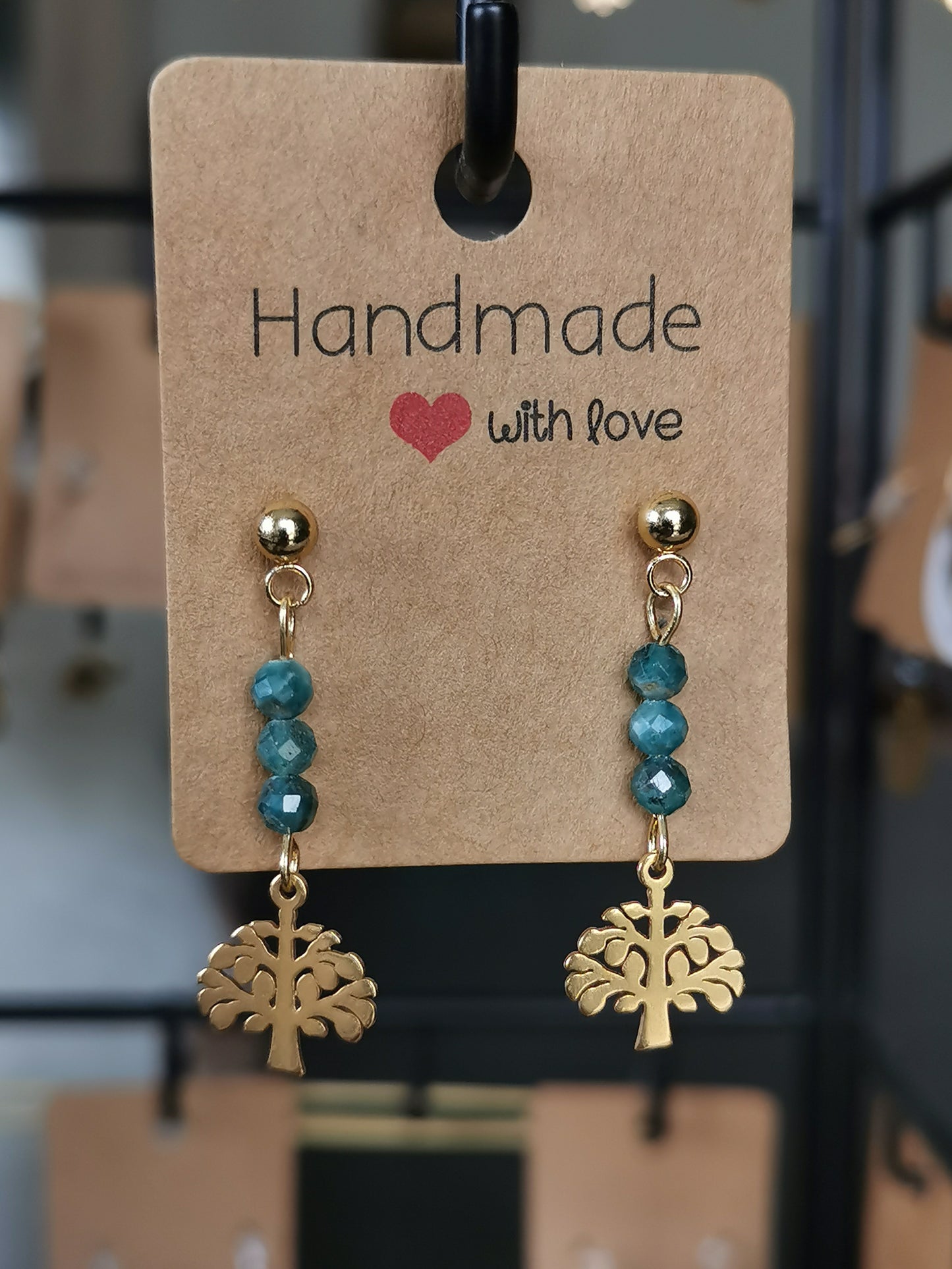 Boucles d'oreilles Arbre de Vie en pierres naturelles