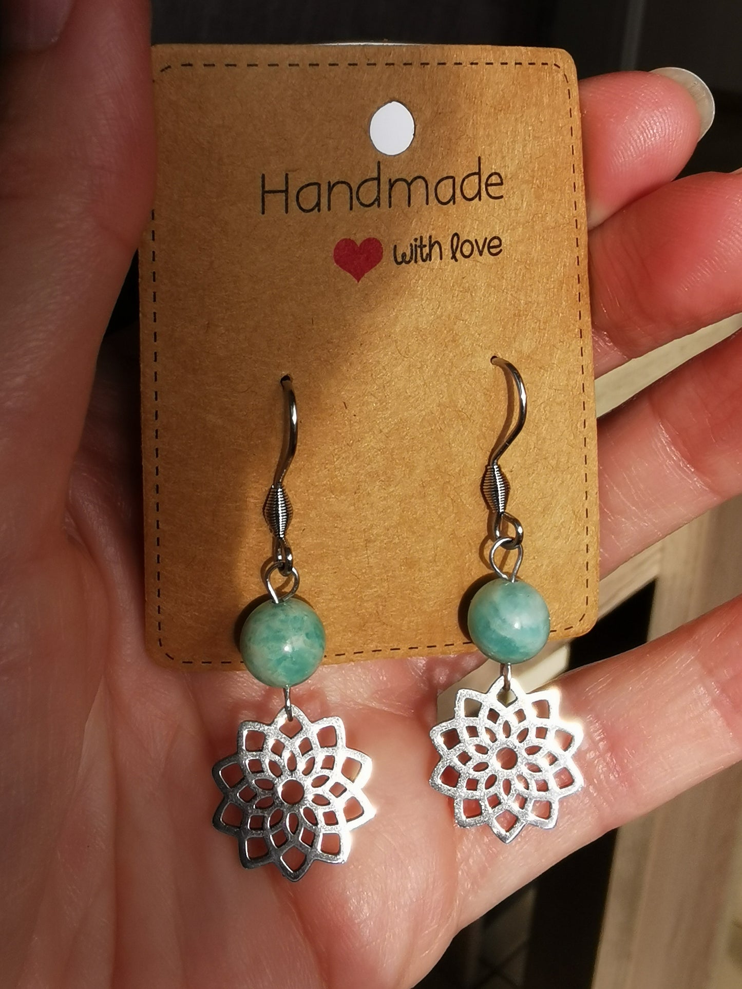 Boucles d'oreilles Fleur de Vie en pierre naturelles