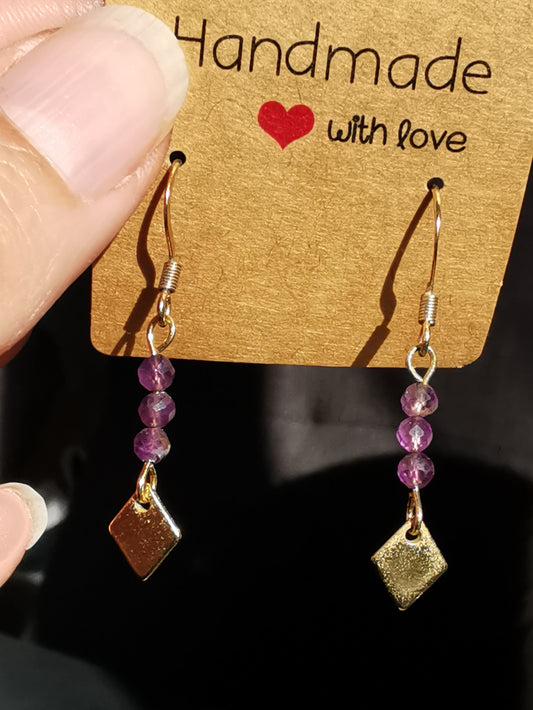 Boucles d'oreilles Losange en améthyste