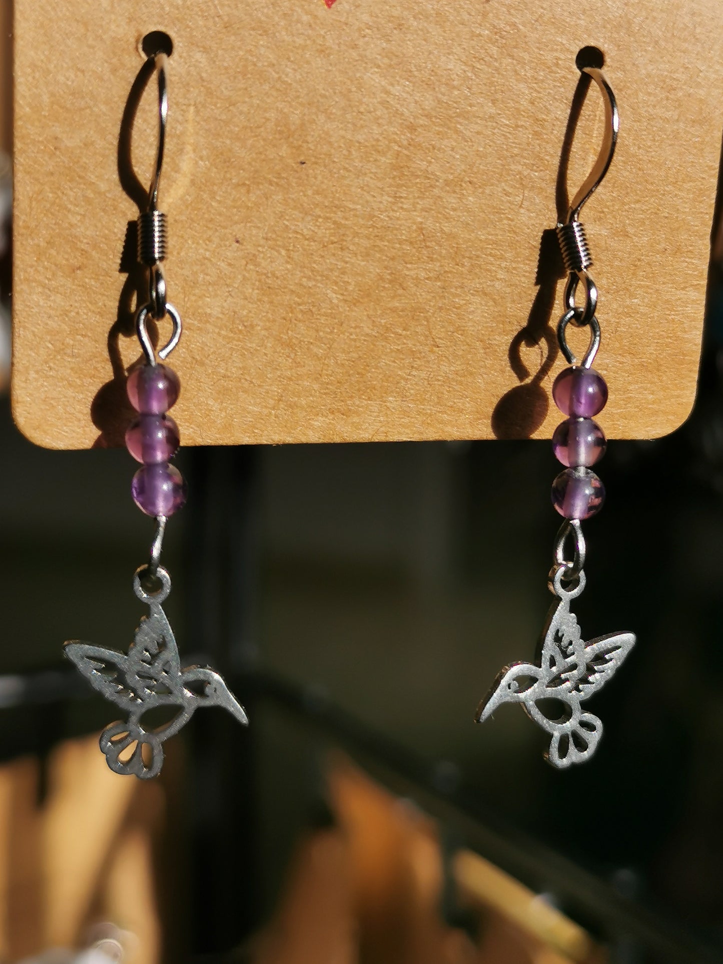 Boucles d'oreilles Colibri en pierres naturelles
