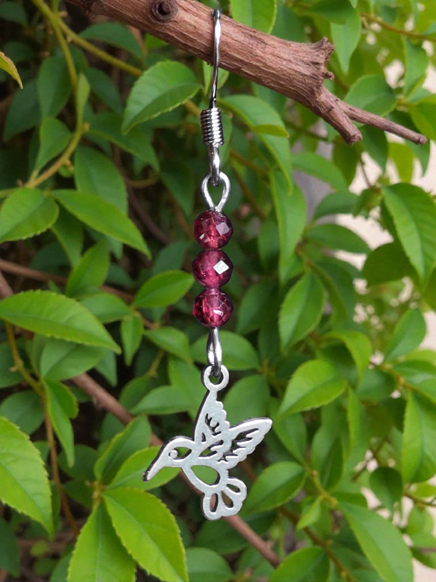 Boucles d'oreilles Colibri en pierres naturelles