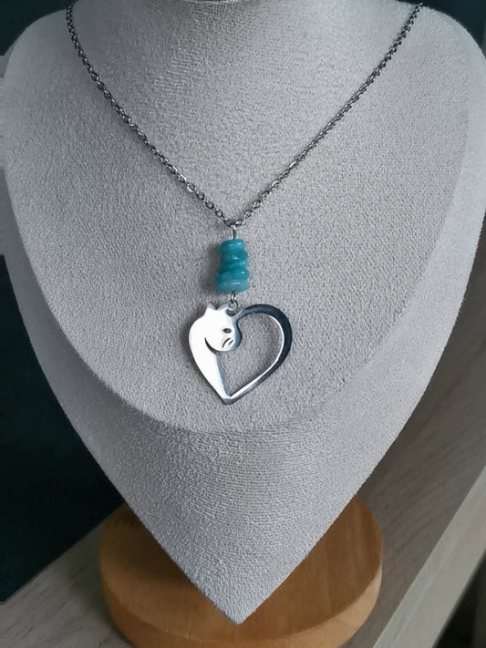 Collier long Chat Coeur