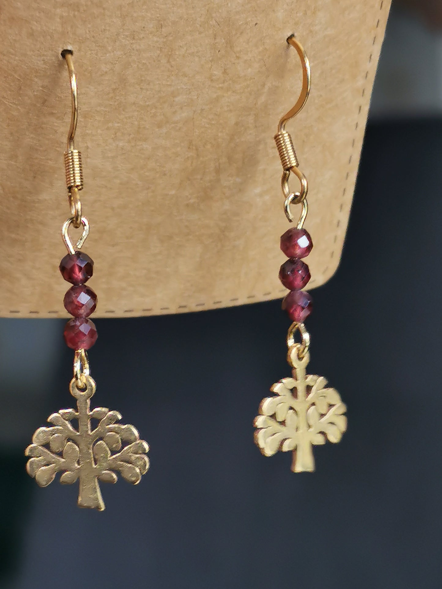 Boucles d'oreilles Arbre de Vie en pierres naturelles