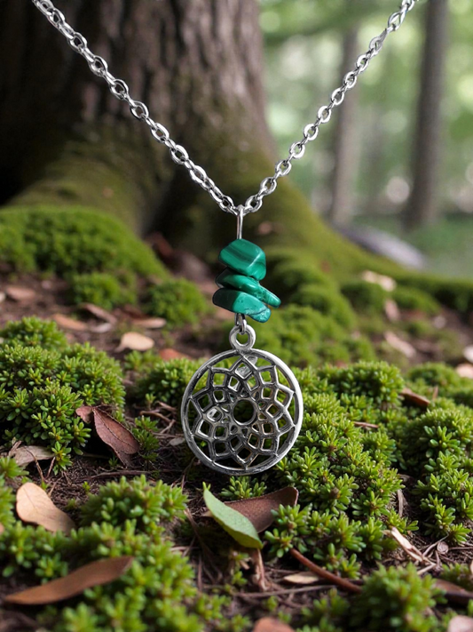 Collier Fleur de Vie ronde en pierres naturelles