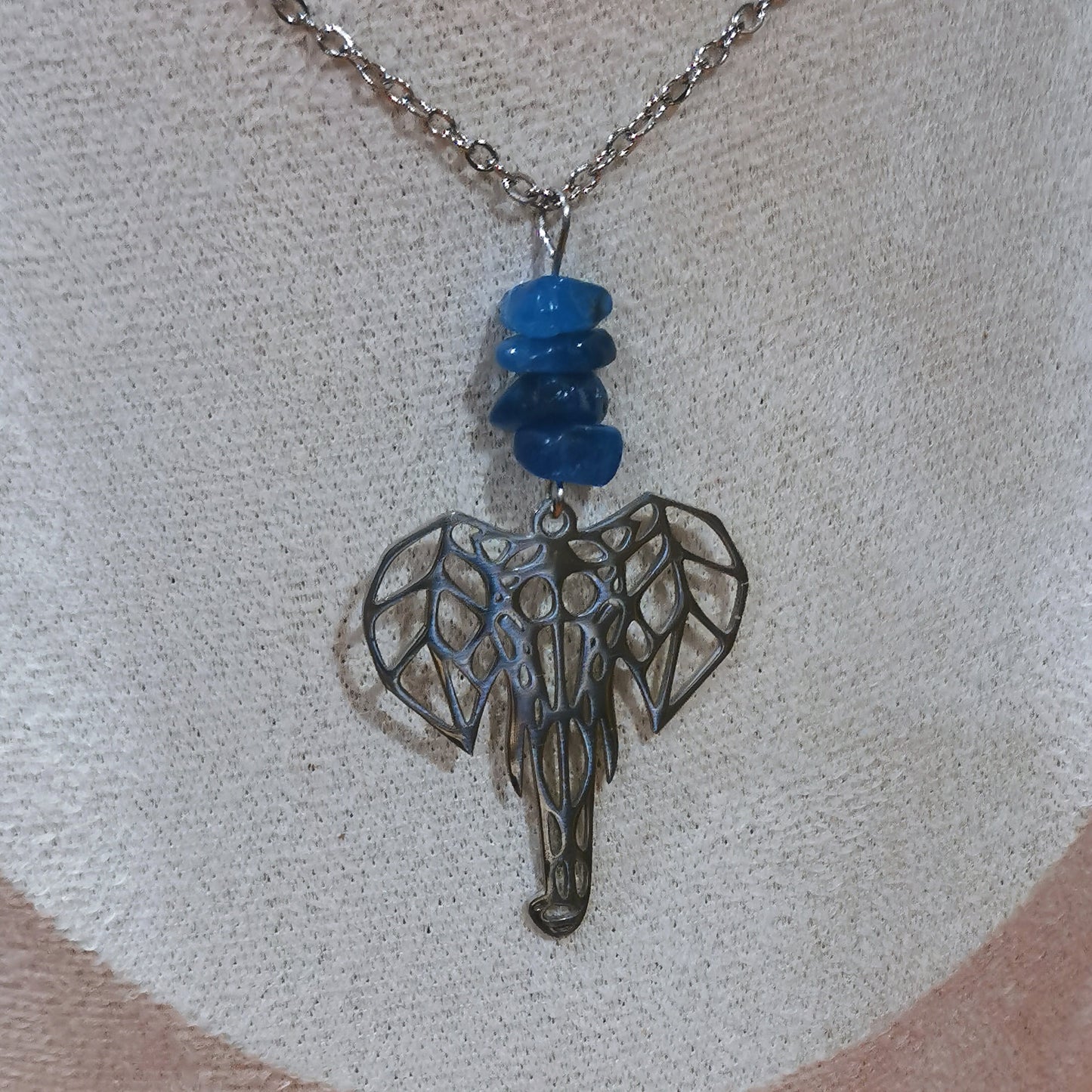 Collier long Éléphant origami - Pierre naturelle