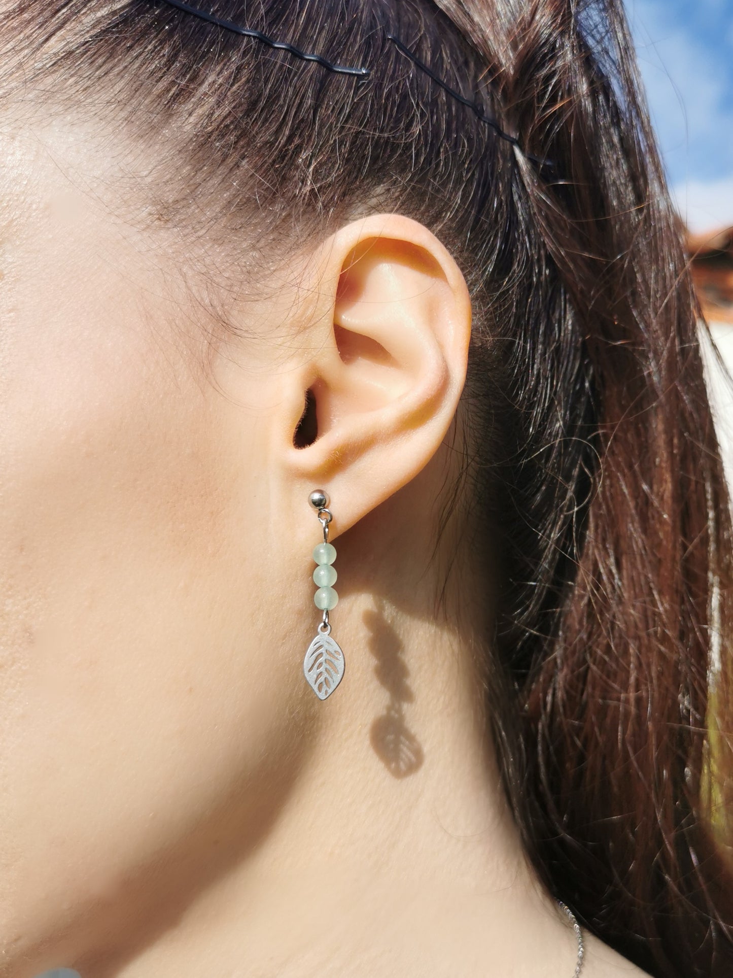 Boucles d'oreilles Feuilles en pierres naturelles