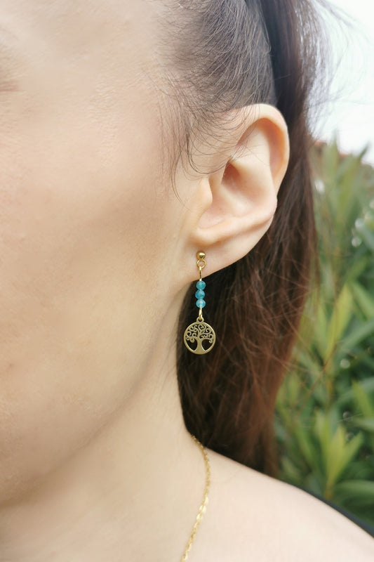 Boucles d'oreilles Arbre de Vie rond