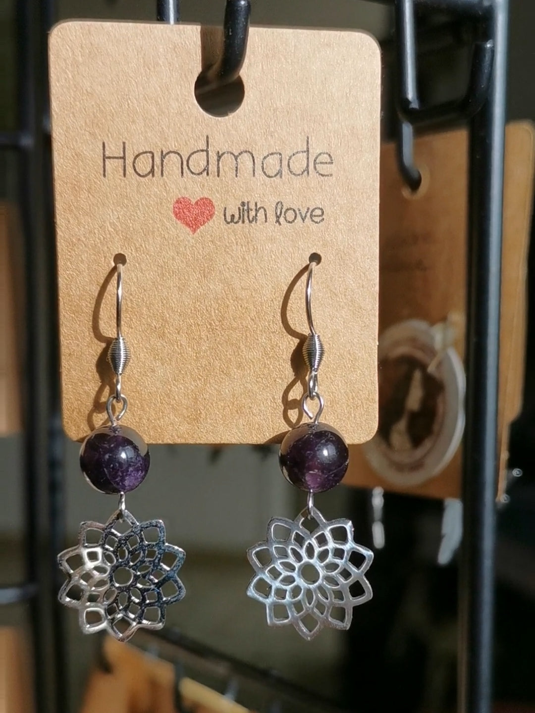 Boucles d'oreilles Fleur de Vie en pierre naturelles