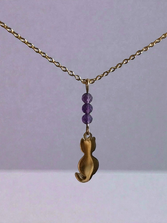 Collier Chat en améthyste