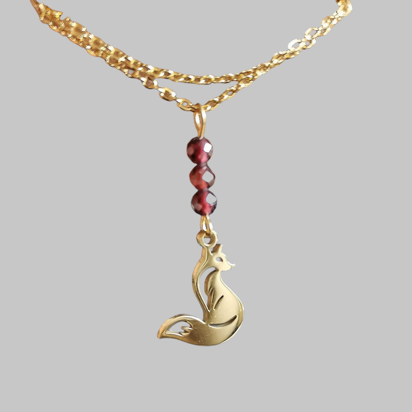 Collier Renard pierres naturelles