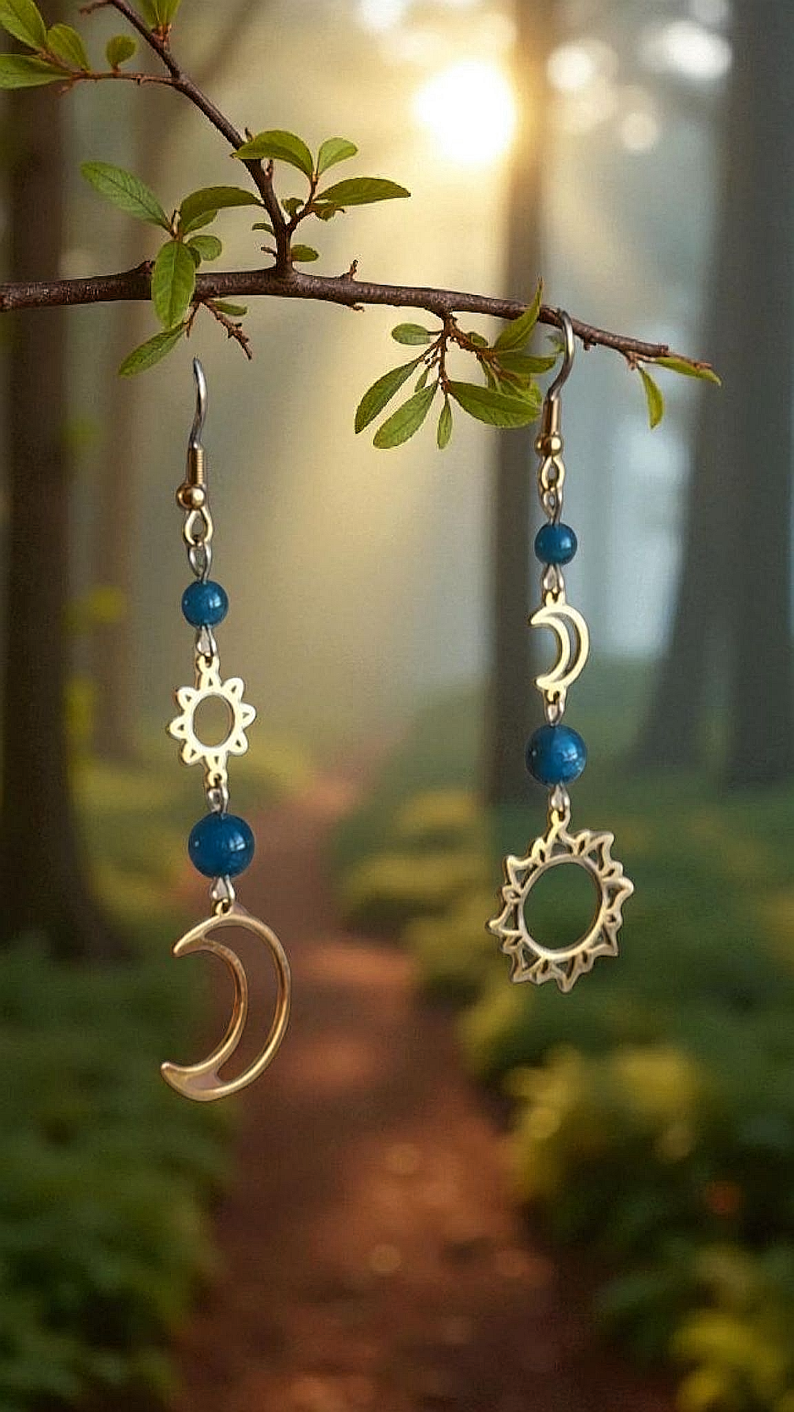 Boucles d'oreilles Astraea Soleil & Lune - pierres naturelles