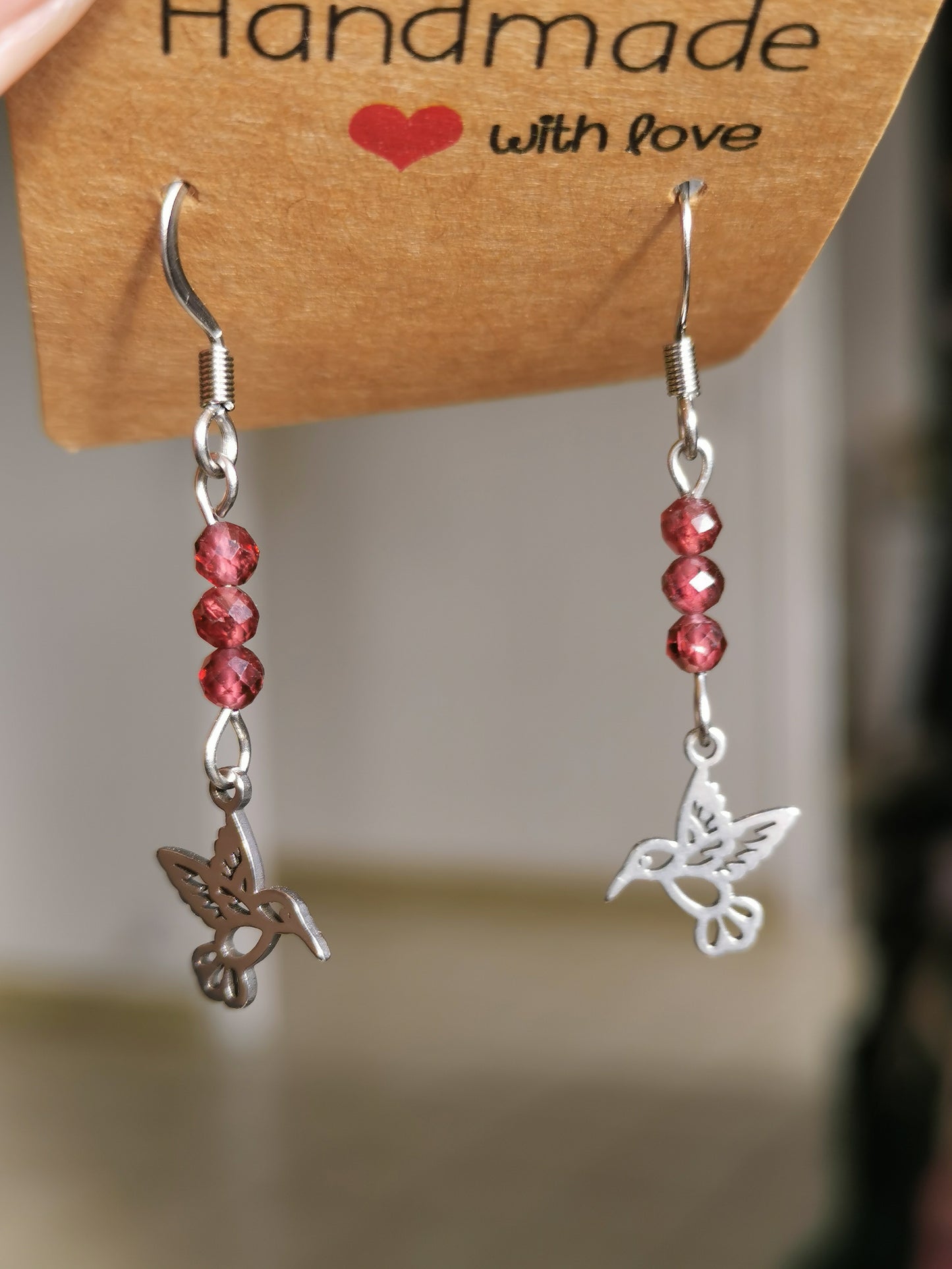 Boucles d'oreilles Colibri en pierres naturelles