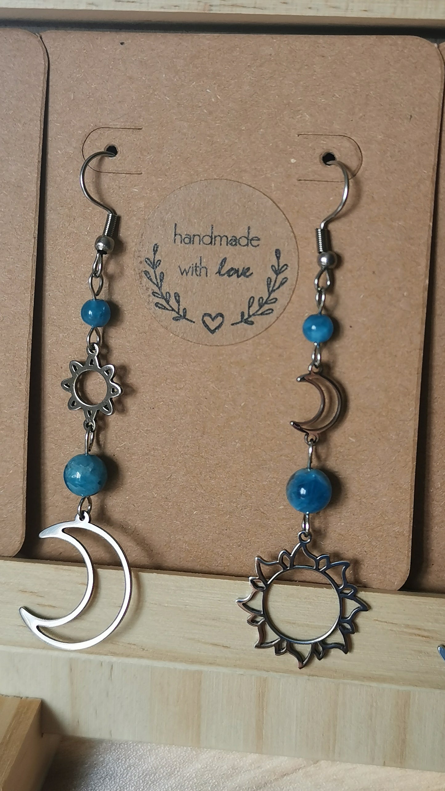 Boucles d'oreilles Astraea Soleil & Lune - pierres naturelles