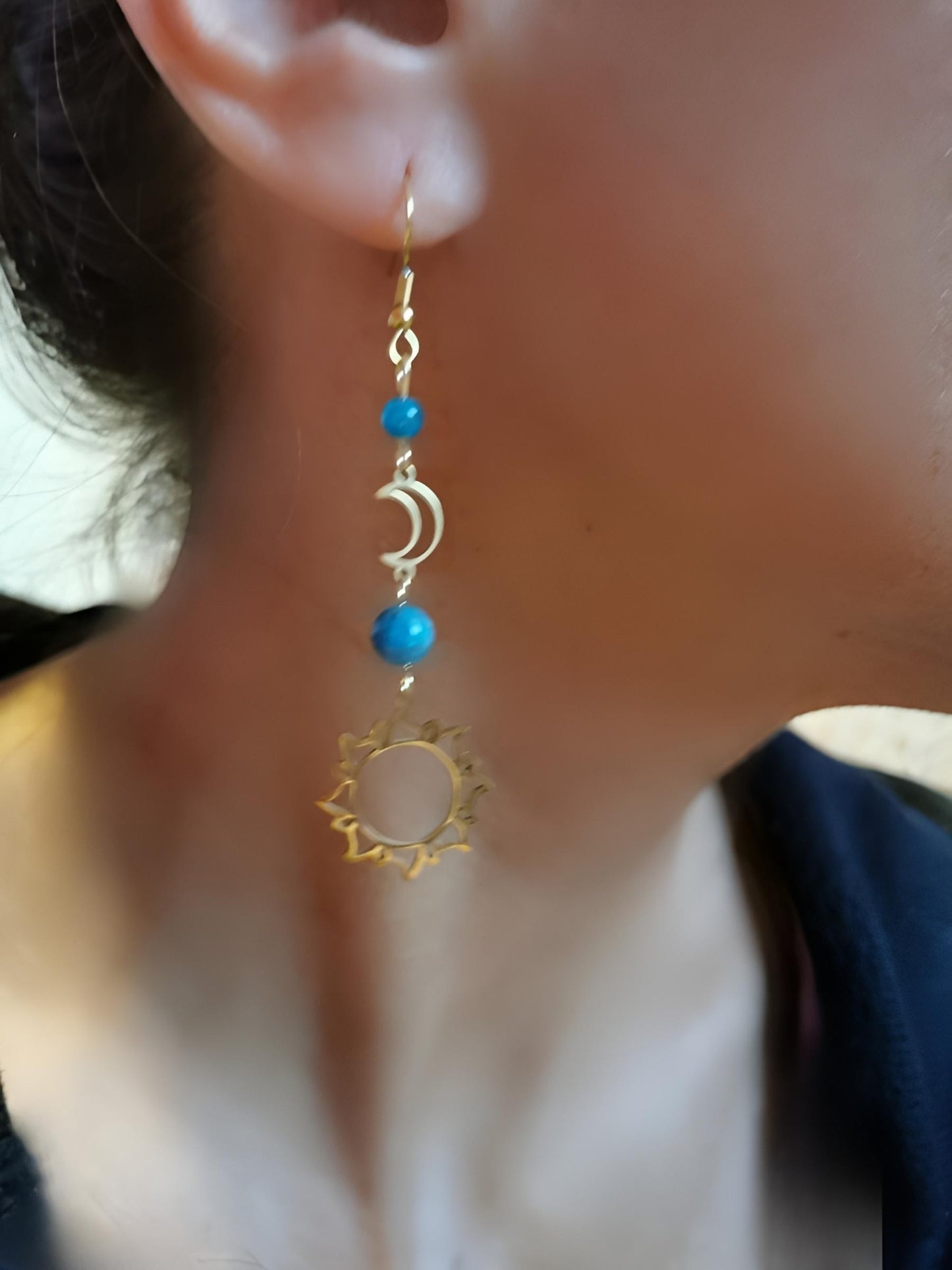 Boucles d'oreilles Astraea Soleil & Lune - pierres naturelles