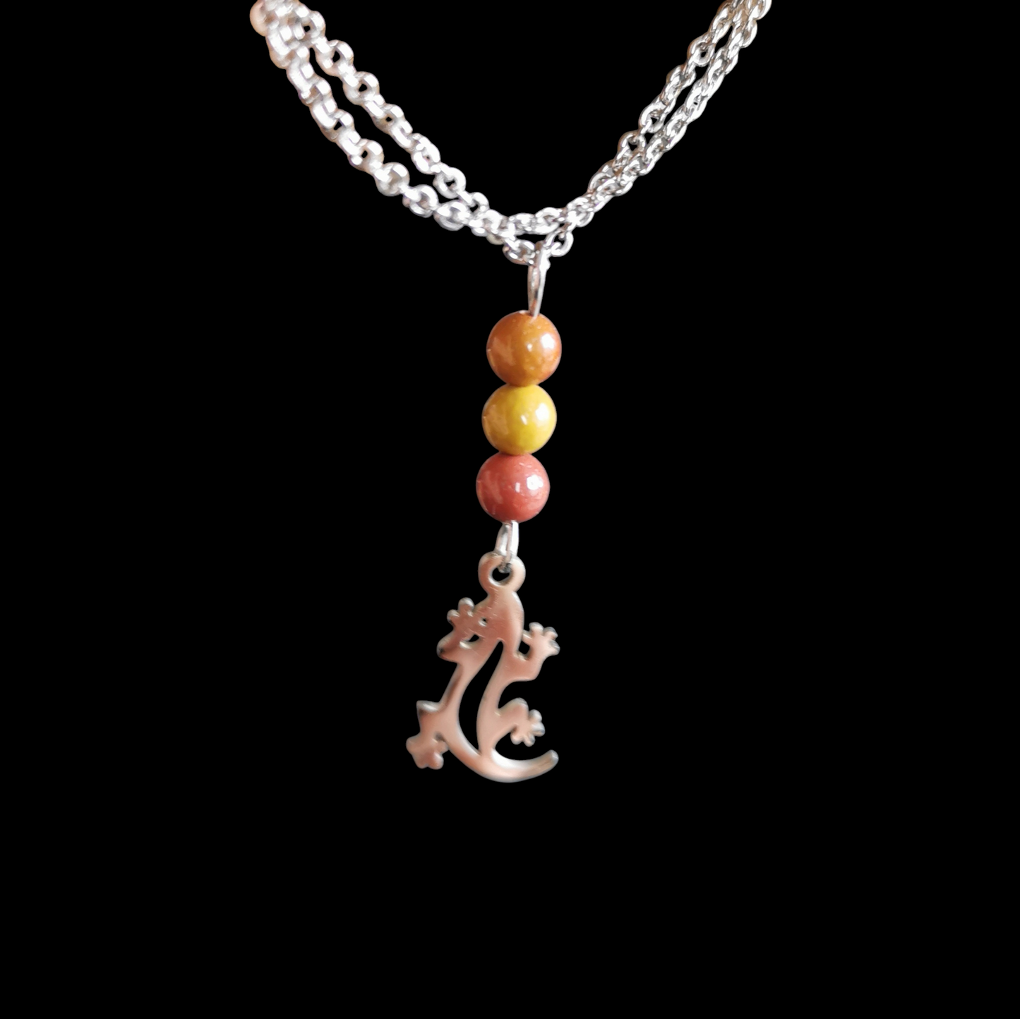 Collier Gecko en jaspe mookaïte