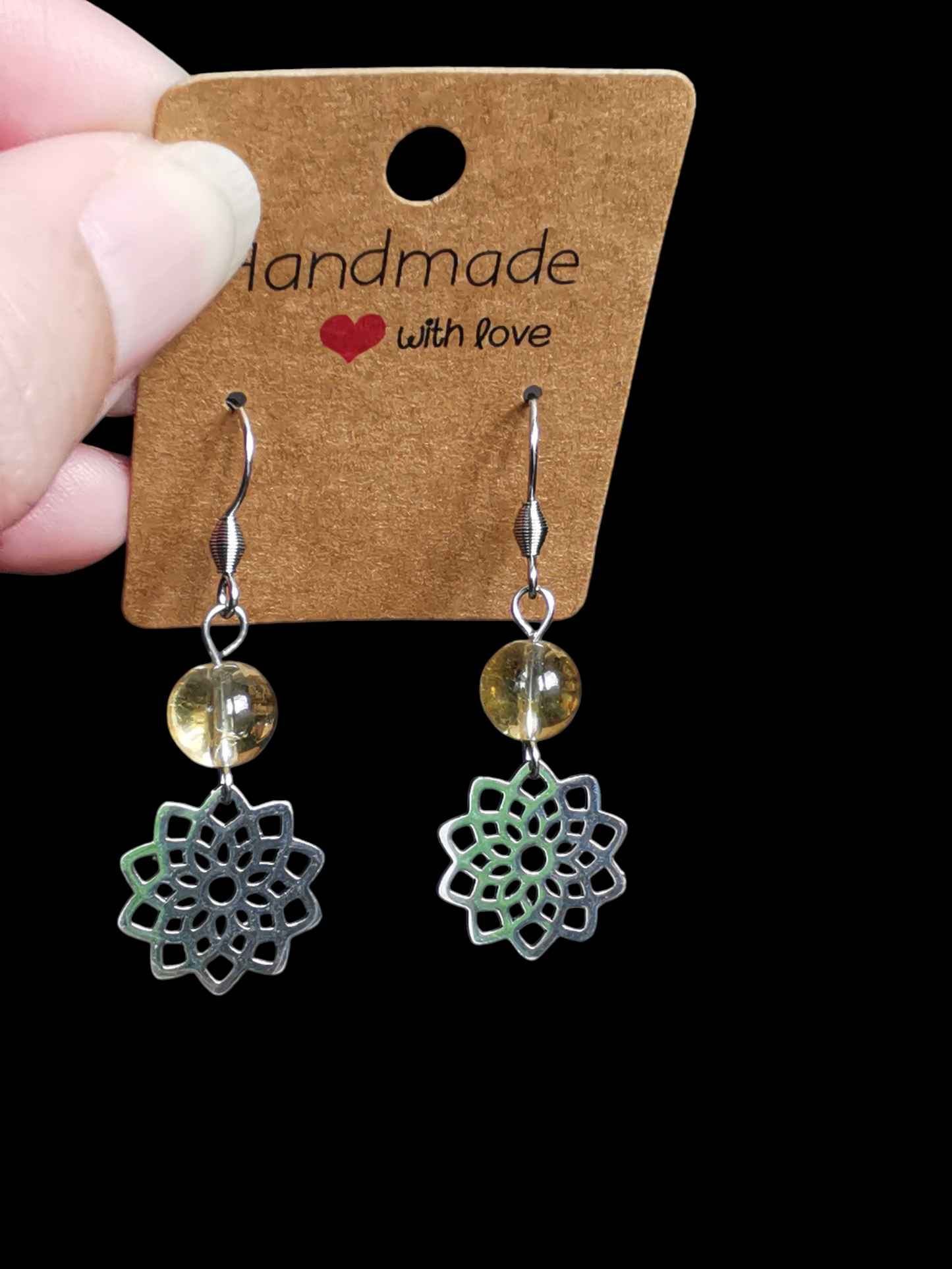 Boucles d'oreilles Fleur de Vie en pierre naturelles