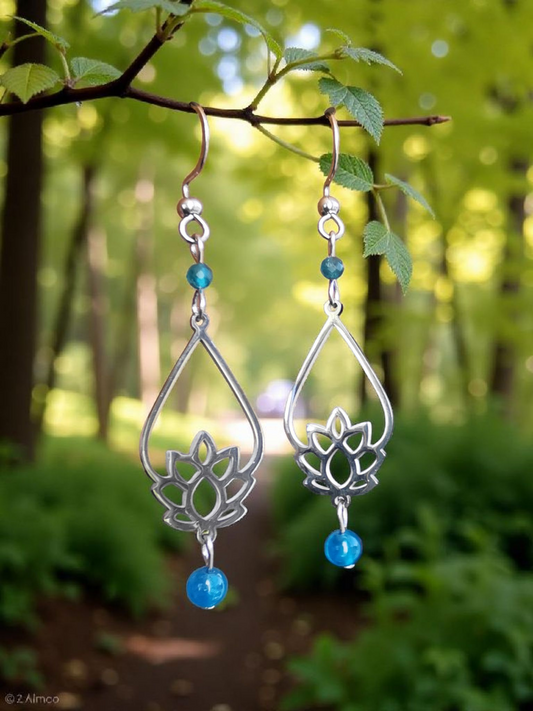 Boucles d'oreilles Lotus Shanti en pierres naturelles